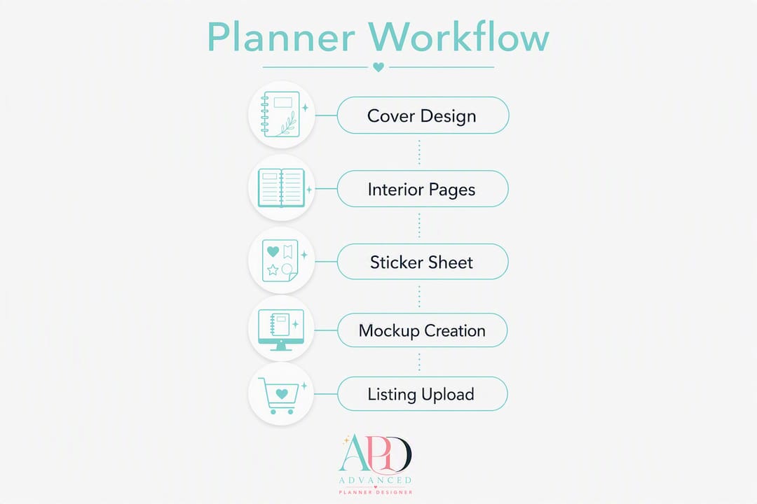 Infographic showing planner workflow steps