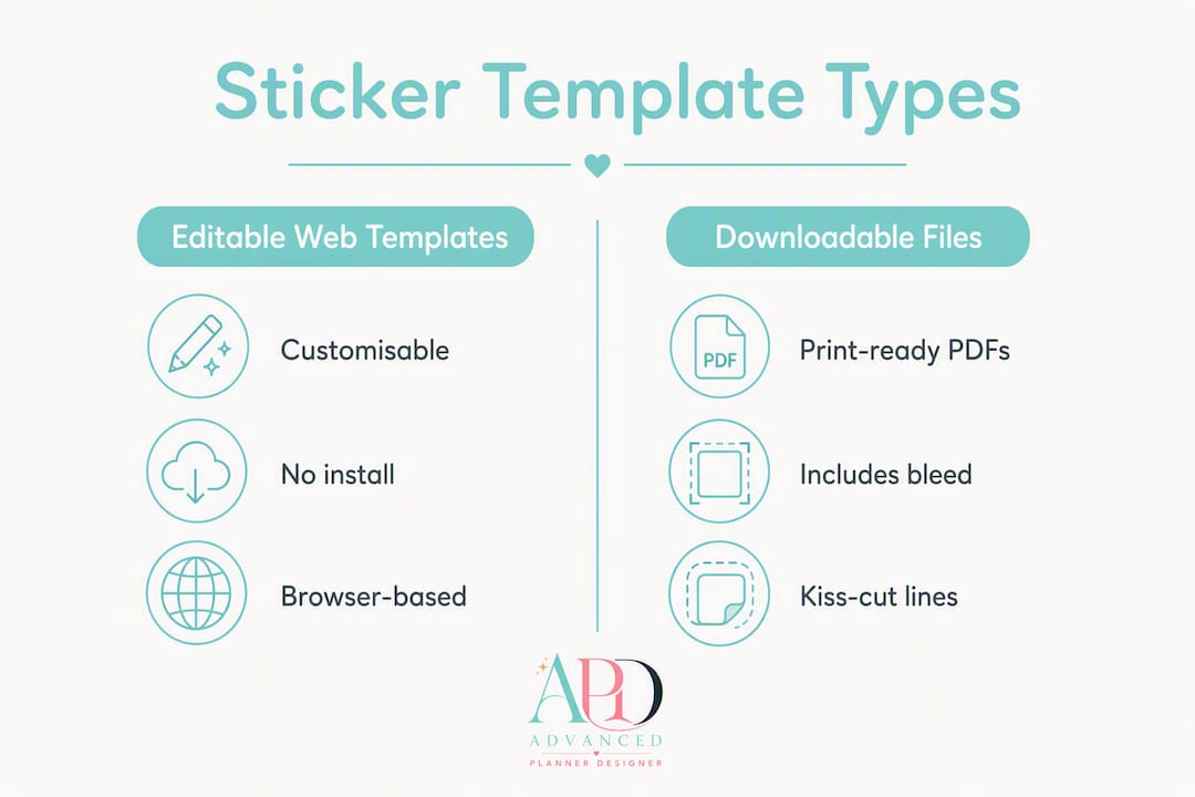 Infographic comparing editable web templates and downloadable files