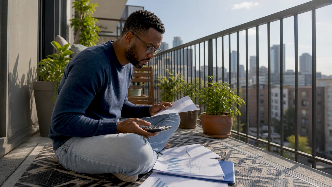Man calculating manufactured home pricing