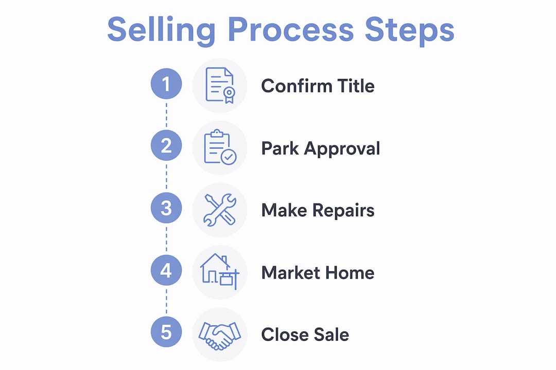 Infographic outlining steps to sell a mobile home