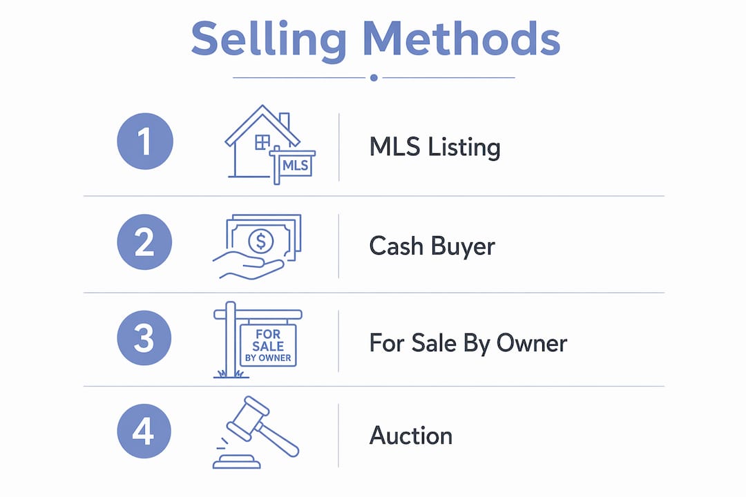 Infographic outlining methods to sell house as is