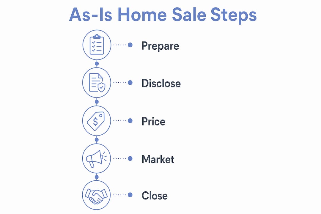 Infographic outlining steps to sell house as is