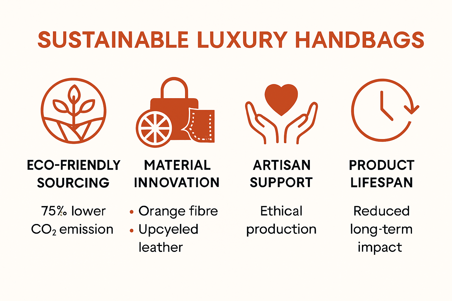 Infographic on sustainable luxury handbag criteria