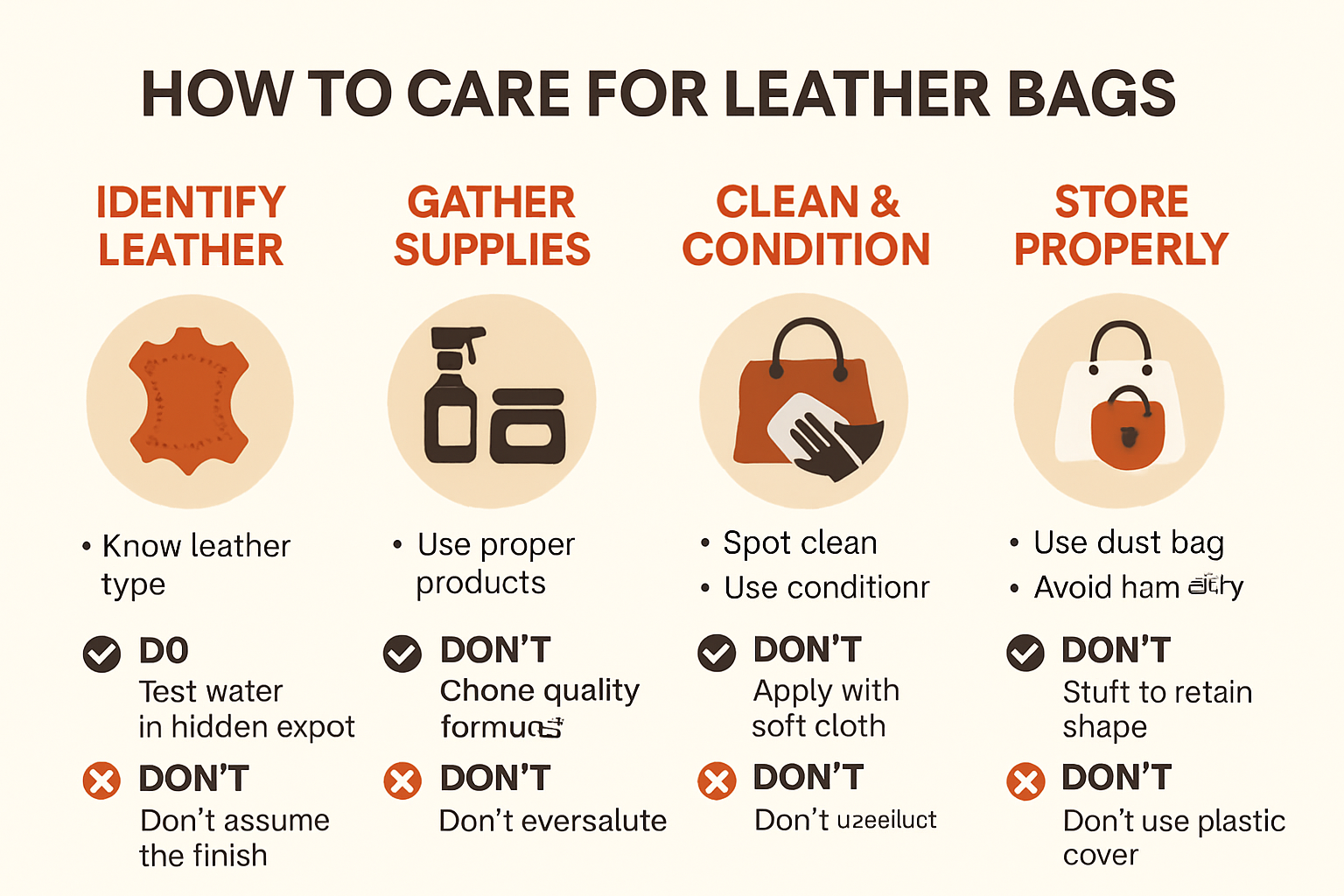 leather bag maintenance routine infographic