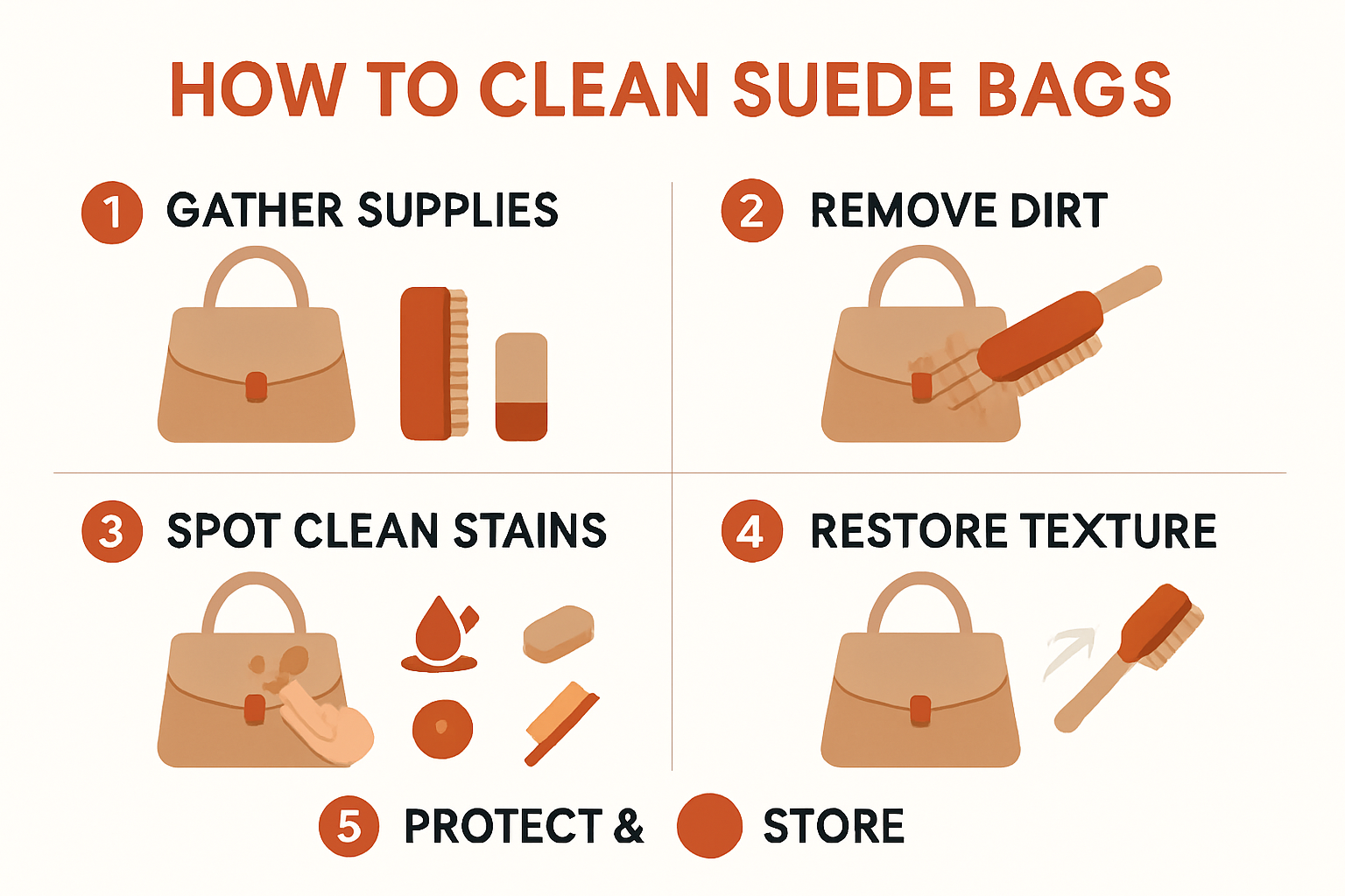 Infographic: 5 steps to clean suede bags