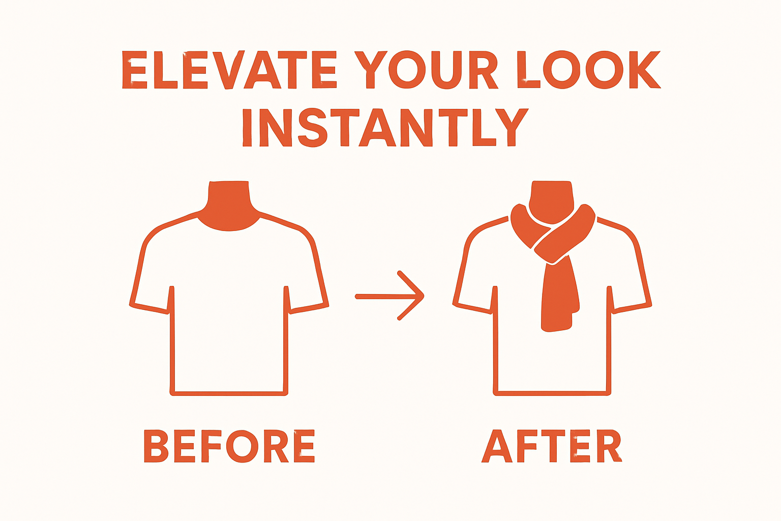 Before and after outfit with and without scarf