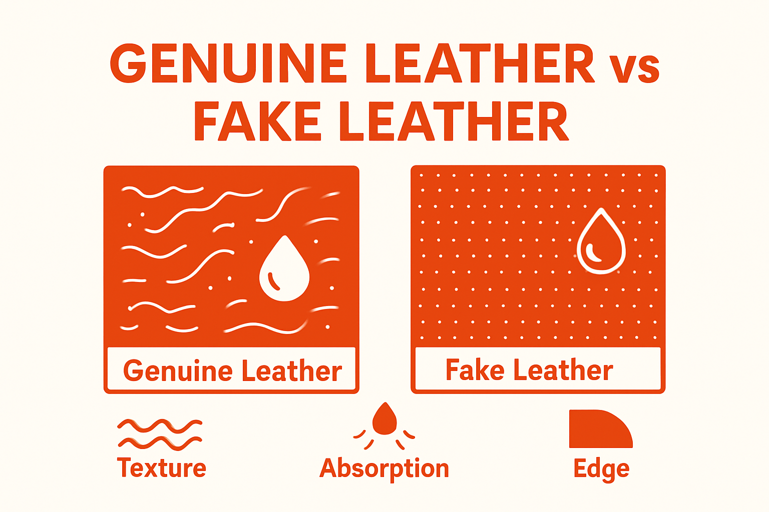 side-by-side genuine vs fake leather visual comparison