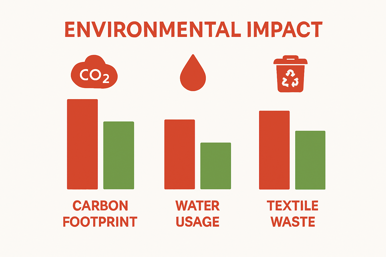 Comparison of environmental impact: carbon, water, waste