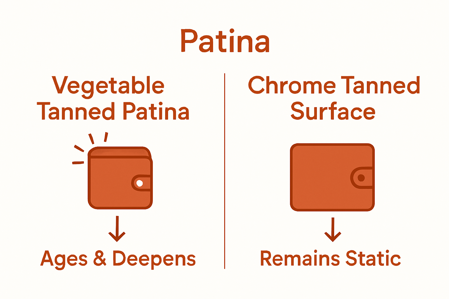 Vegetable vs chrome tanned leather visual comparison