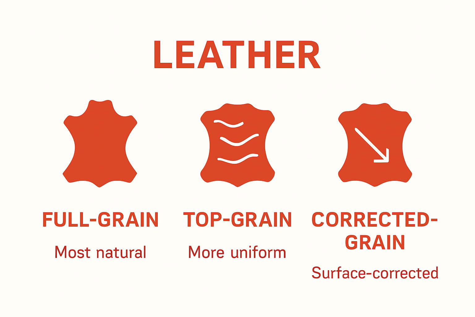 Infographic comparing major Italian leather types