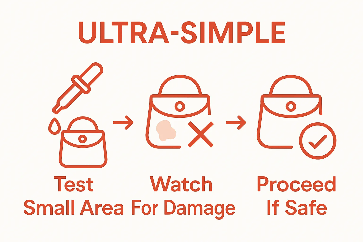 Infographic sequence for testing leather cleaner safety