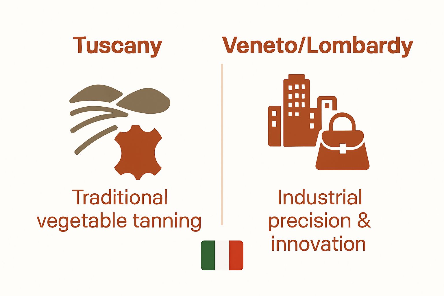 Comparison of Tuscany and Veneto/Lombardy leather craftsmanship styles