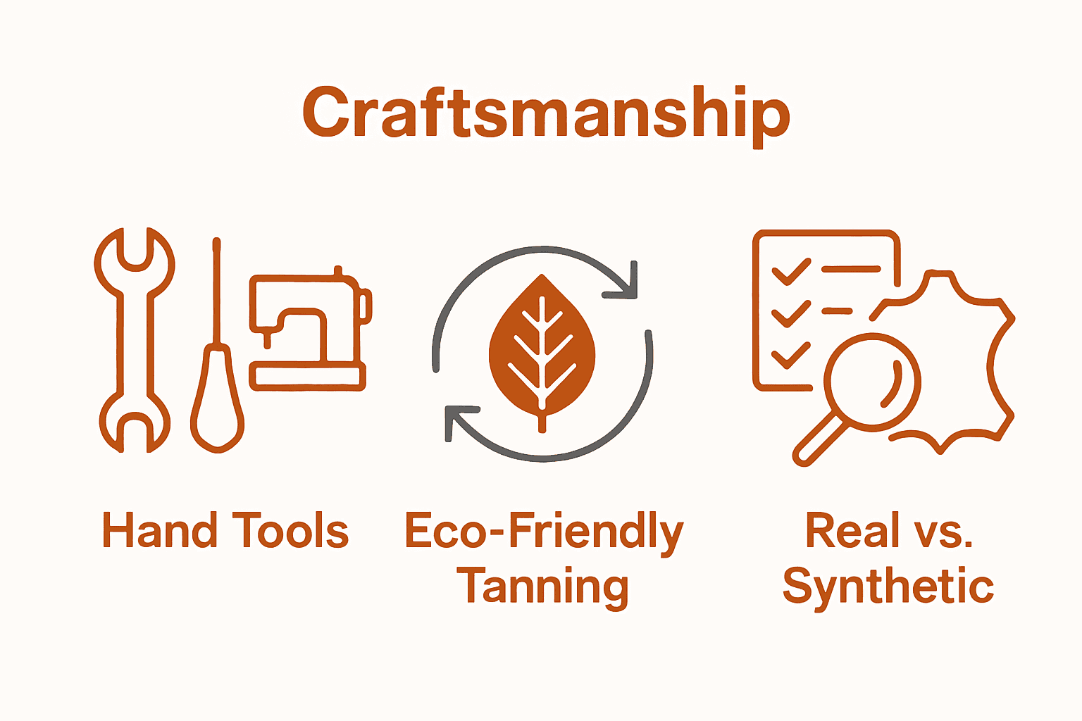 Infographic comparing artisan and mass-produced leather goods, highlighting tools, sustainability, and product quality.