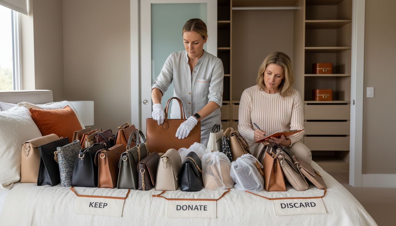 organizing handbags process