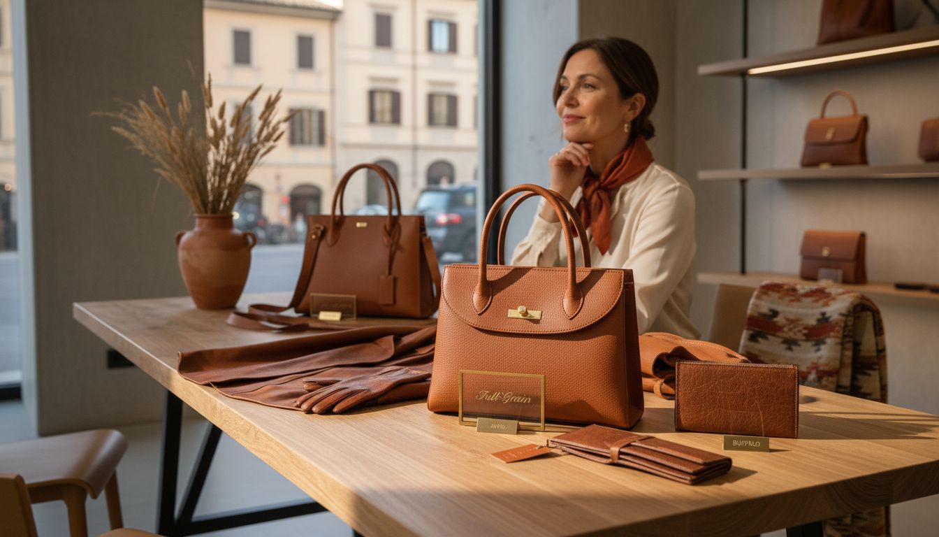 Italian leather goods display