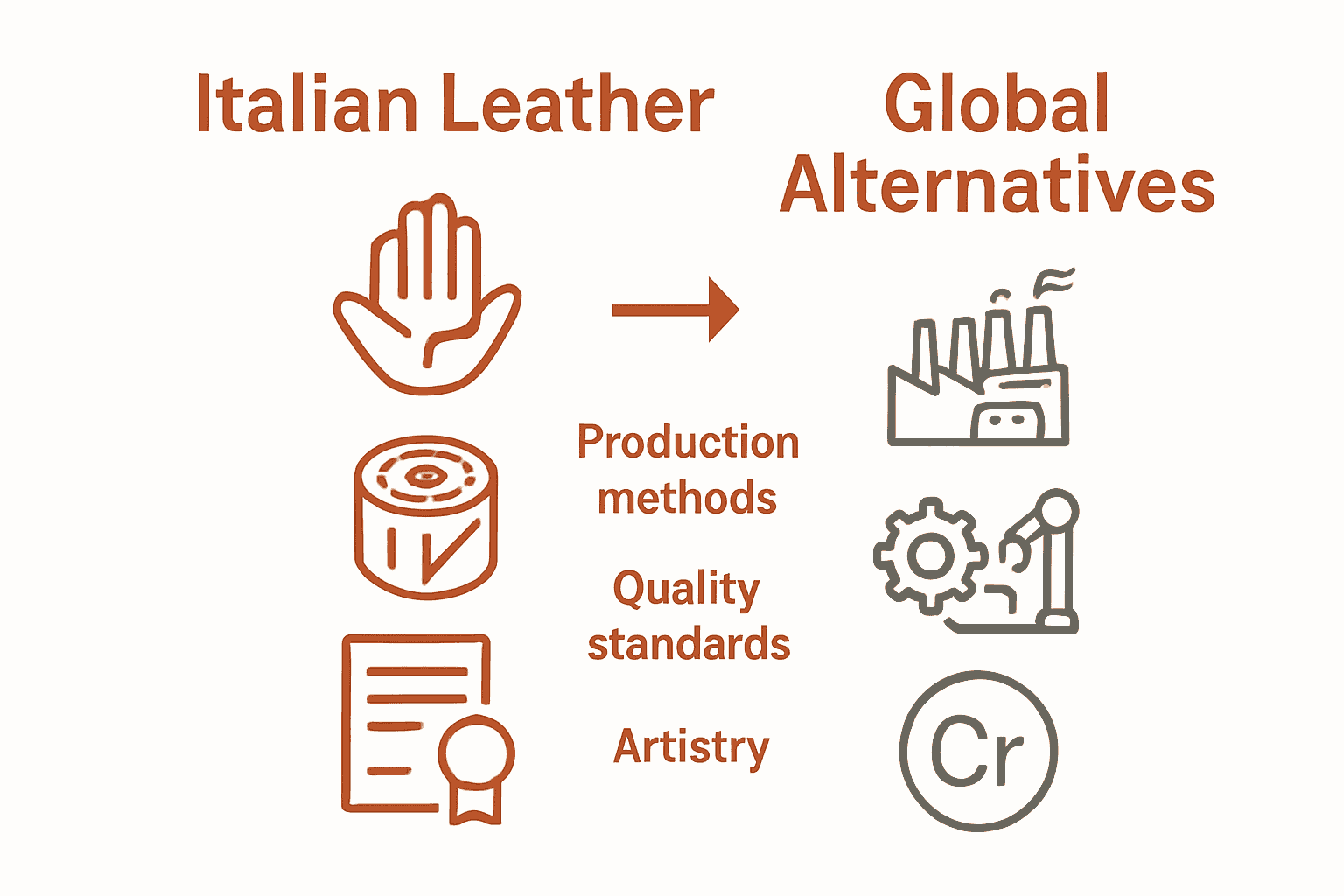 Italian leather vs global alternatives infographic