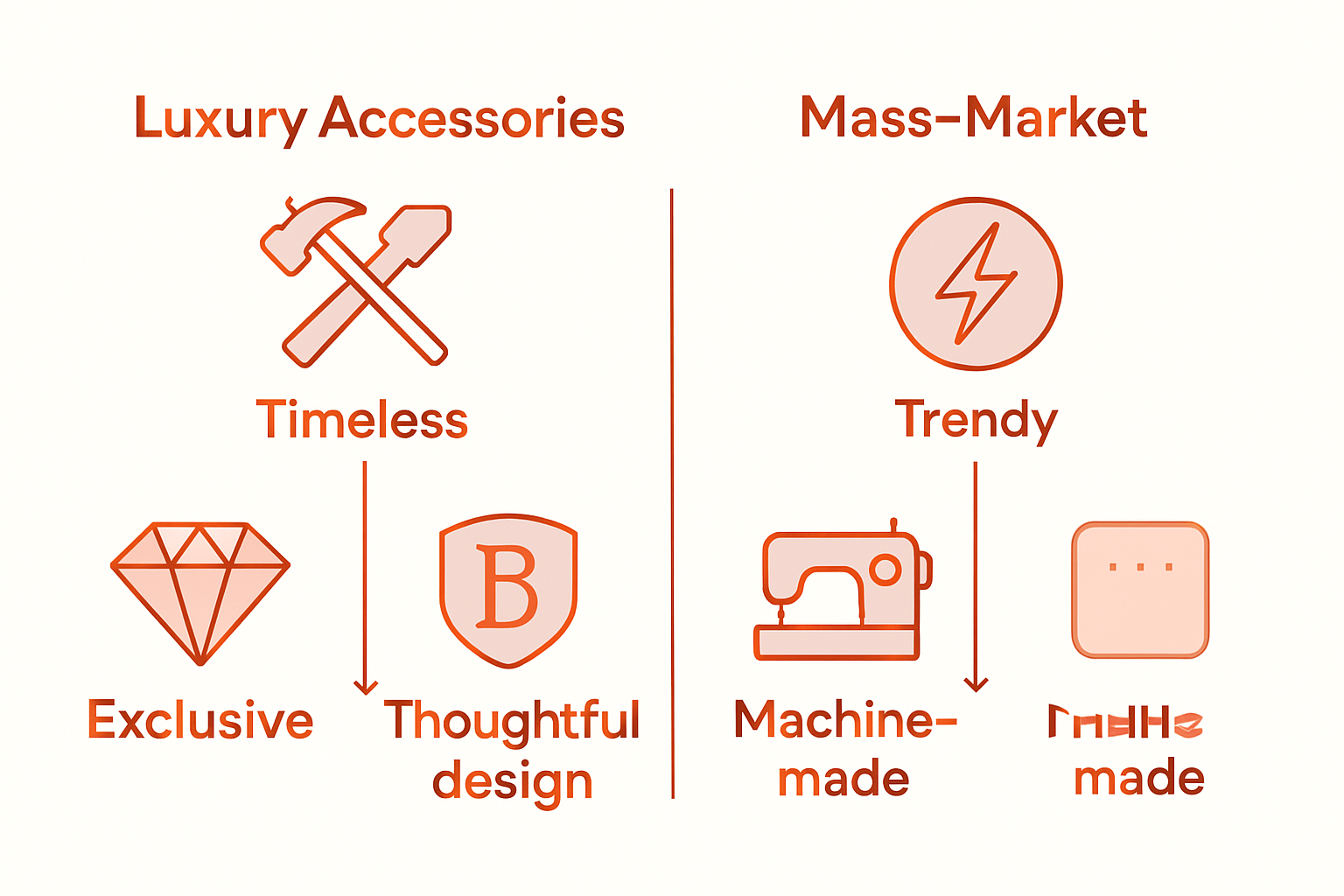 Infographic comparing luxury and mass-market accessories