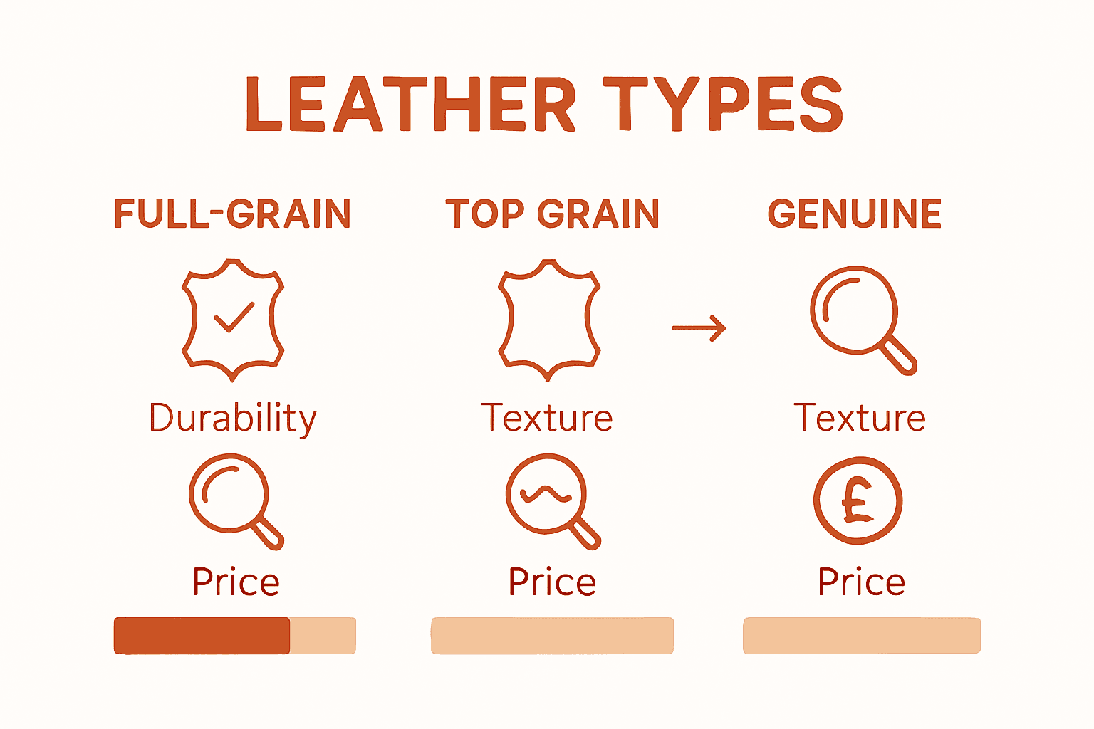 Infographic comparing leather type qualities