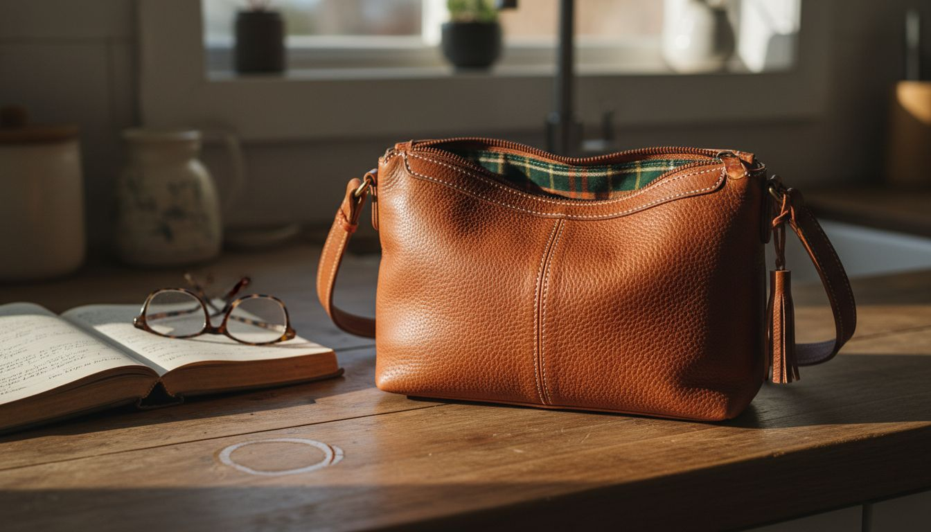 Close up purse showing leather texture
