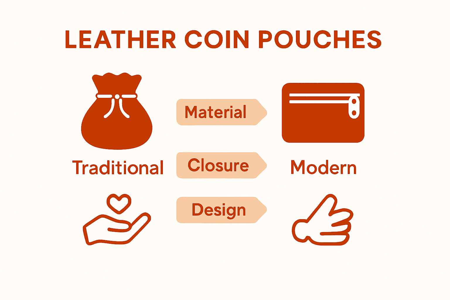 Infographic comparing coin pouch types and features