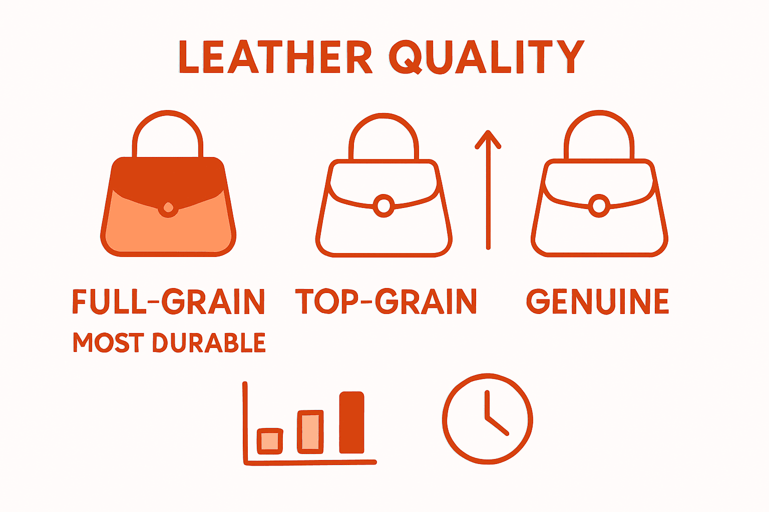Infographic comparing men's leather purse materials