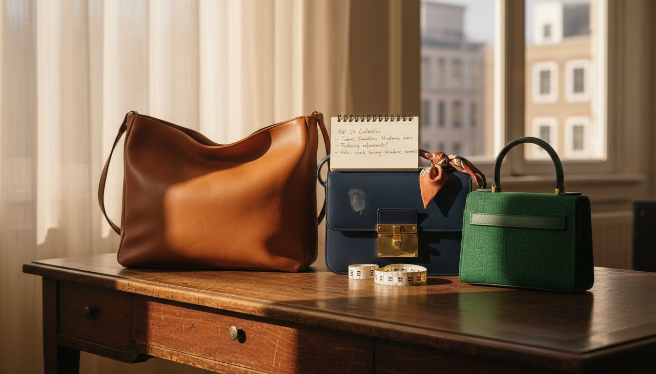 Three designer handbags side by side