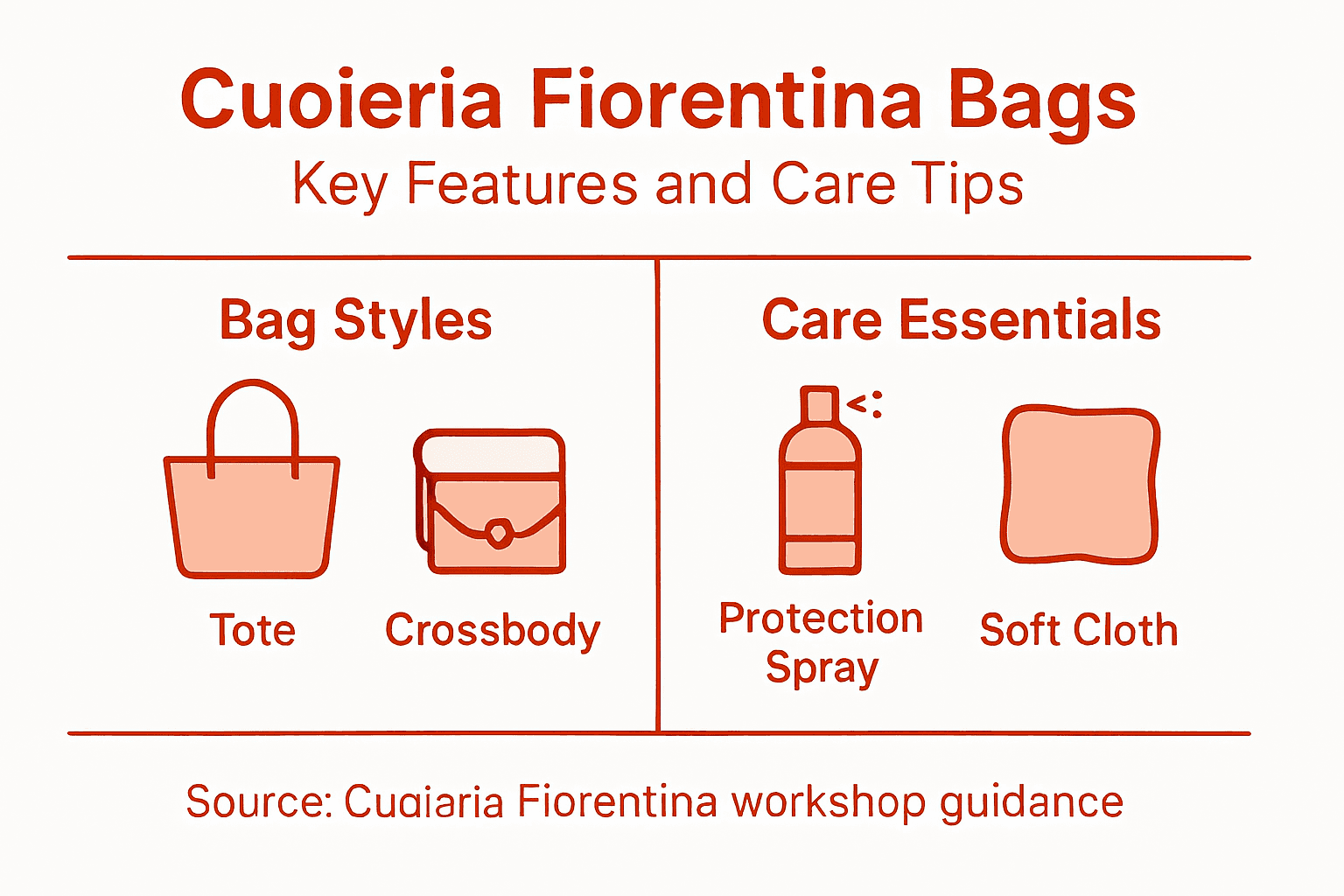 Infographic about bag styles and care tips