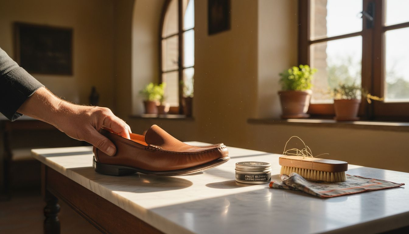 Close-up Italian soft leather loafers