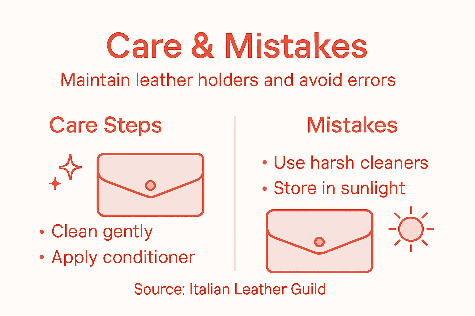 Infographic care and mistakes leather holders