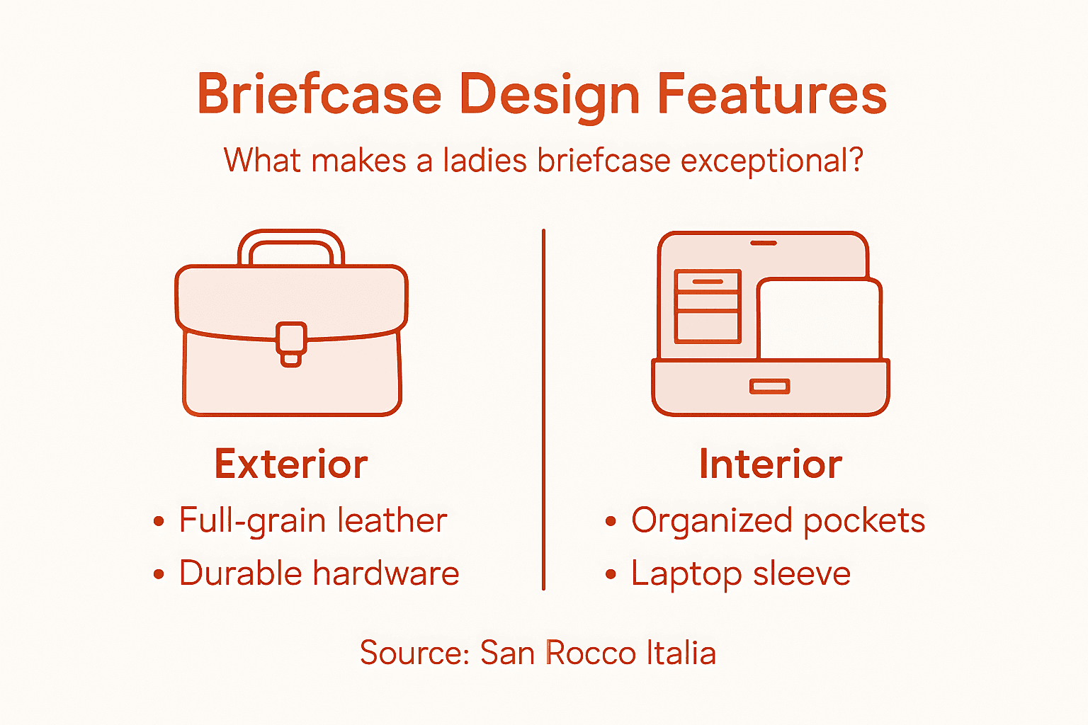 Infographic on ladies briefcase essential features
