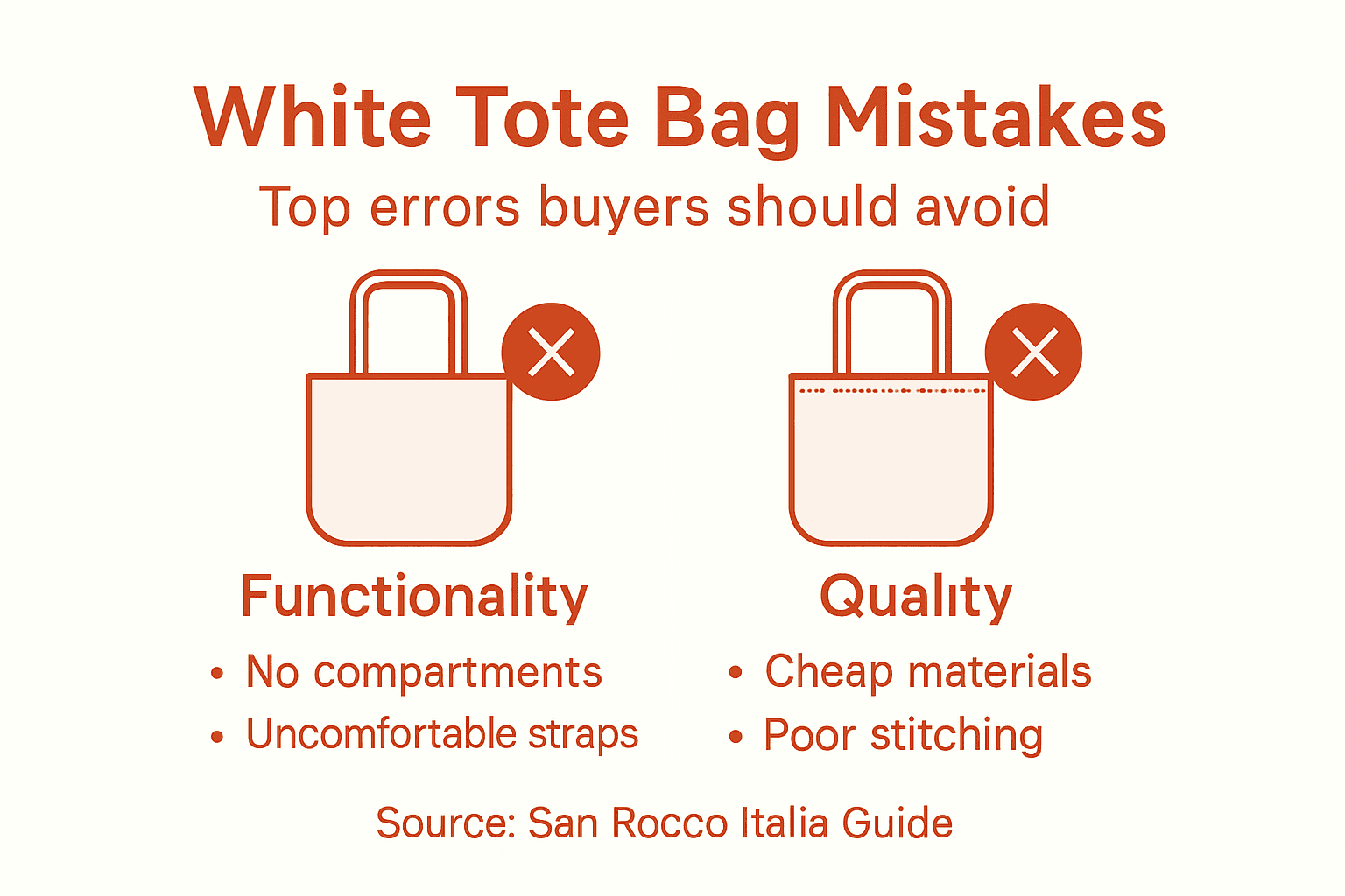 Infographic about common white tote bag mistakes