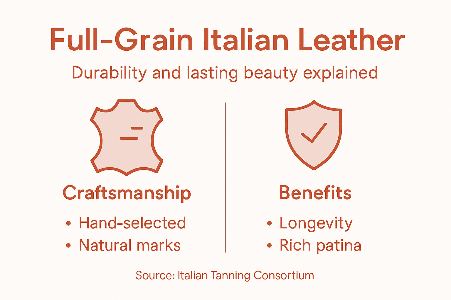 Infographic on full-grain Italian leather benefits