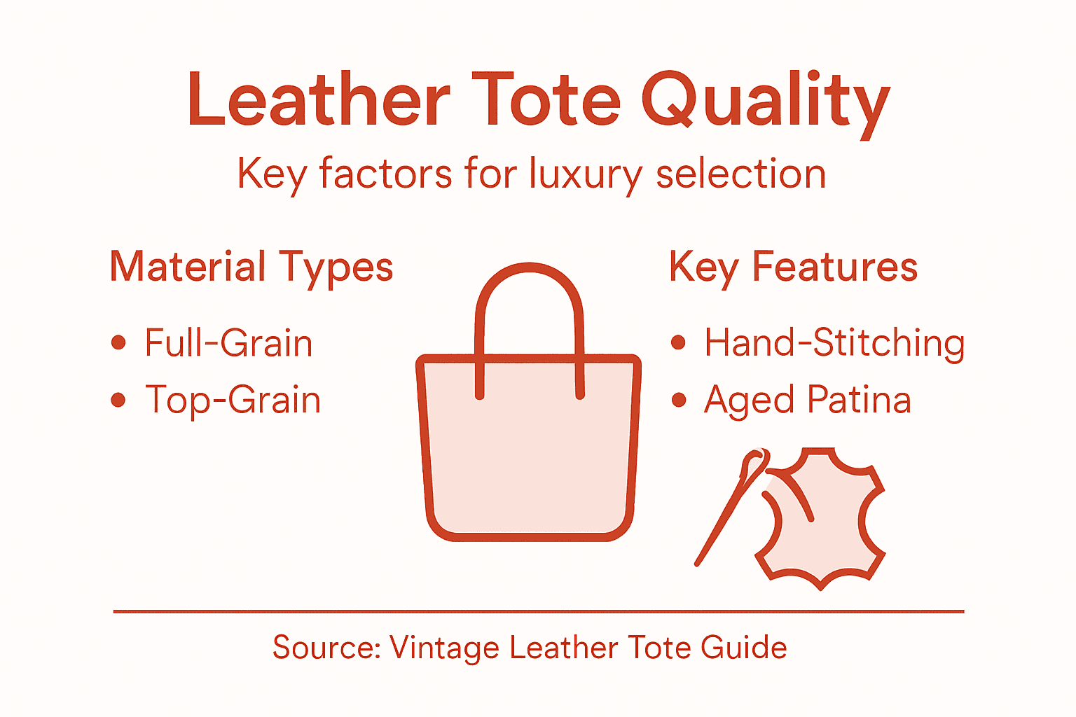 Infographic showing leather tote quality overview