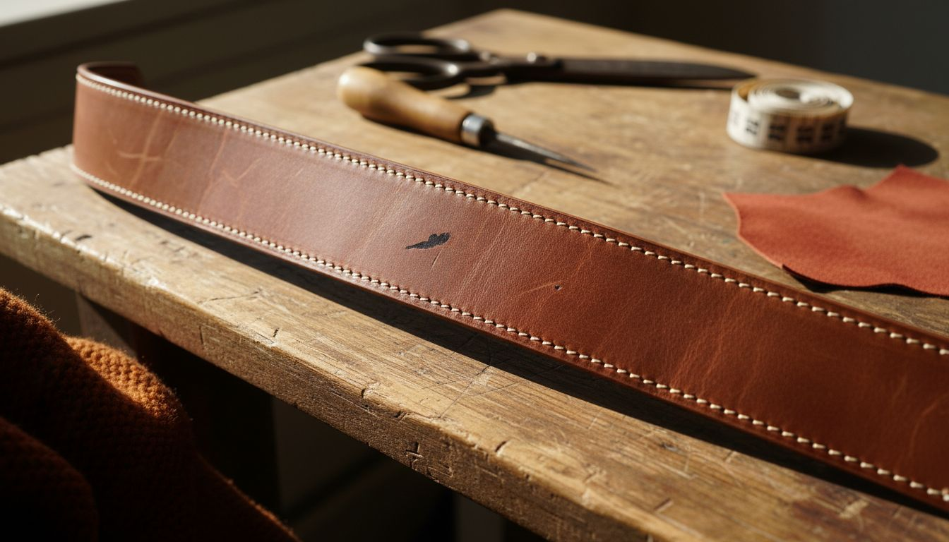 Close-up of full-grain leather strap details