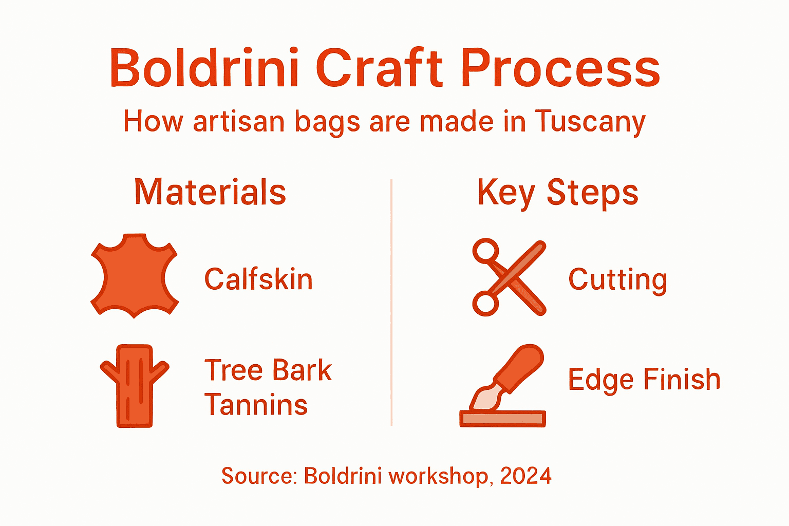 Infographic about Boldrini bag creation process