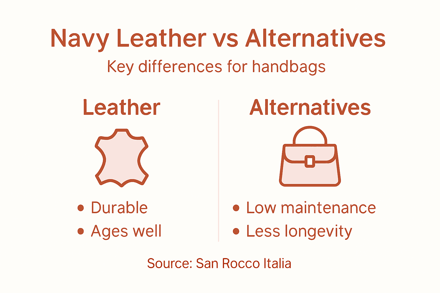 Infographic comparing navy leather and alternatives