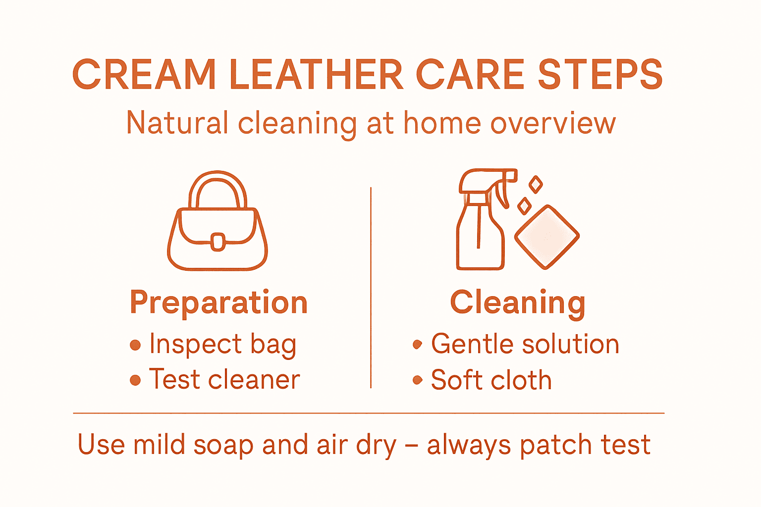 Infographic showing steps for cleaning cream leather