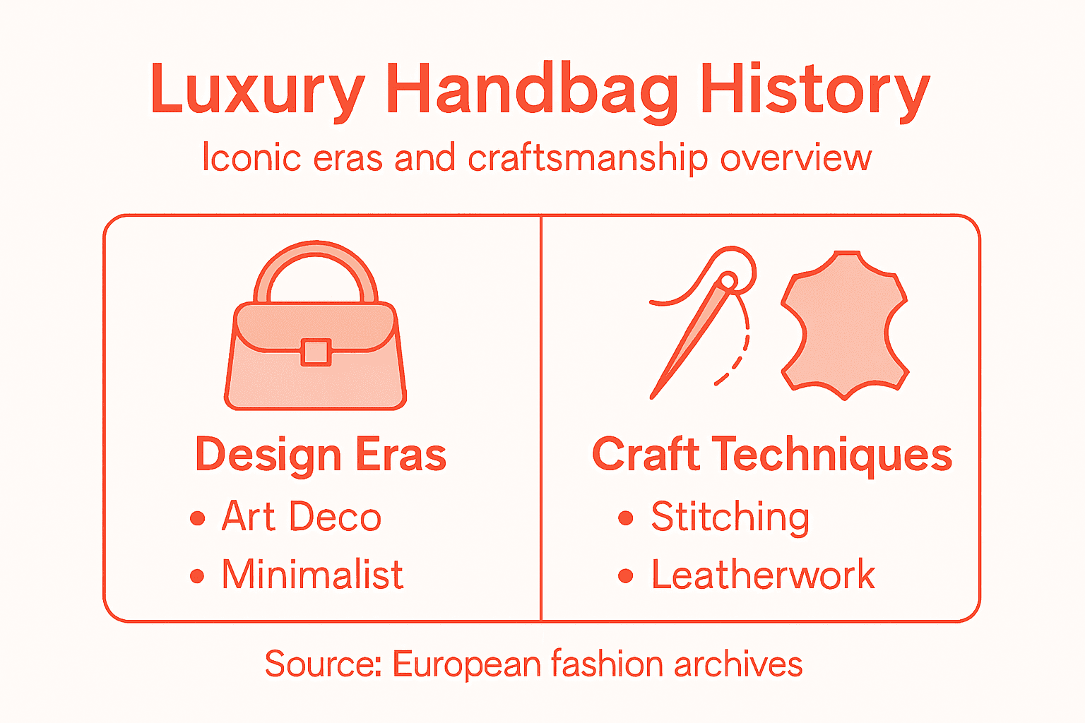 Infographic showing luxury handbag history
