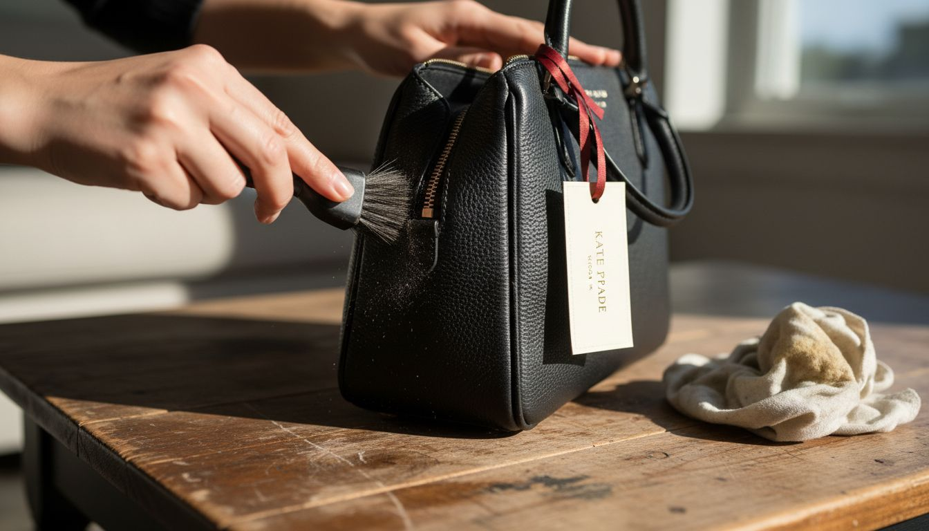 Cleaning seams and corners of leather purse