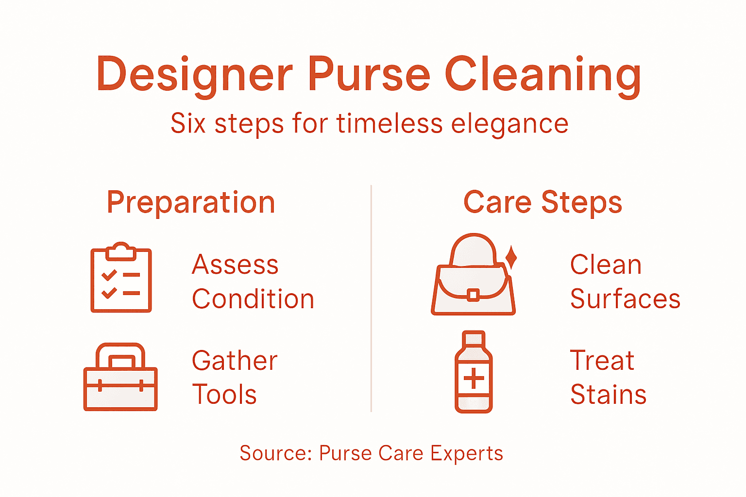 Infographic showing purse cleaning steps