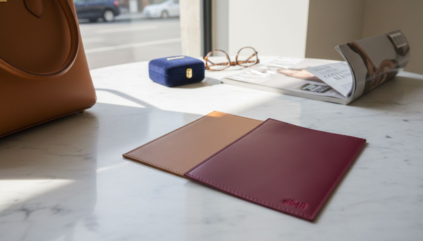 Closeup showing calfskin and lambskin texture