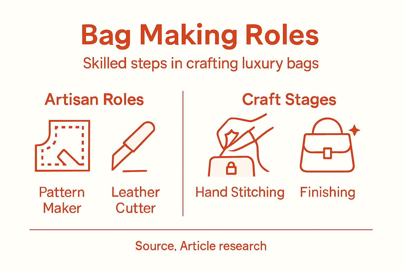 Infographic of bag making roles and stages
