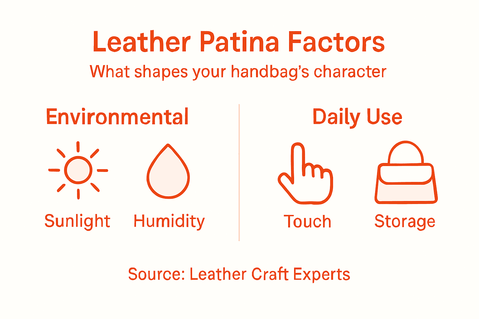 Infographic: Main factors for leather handbag patina