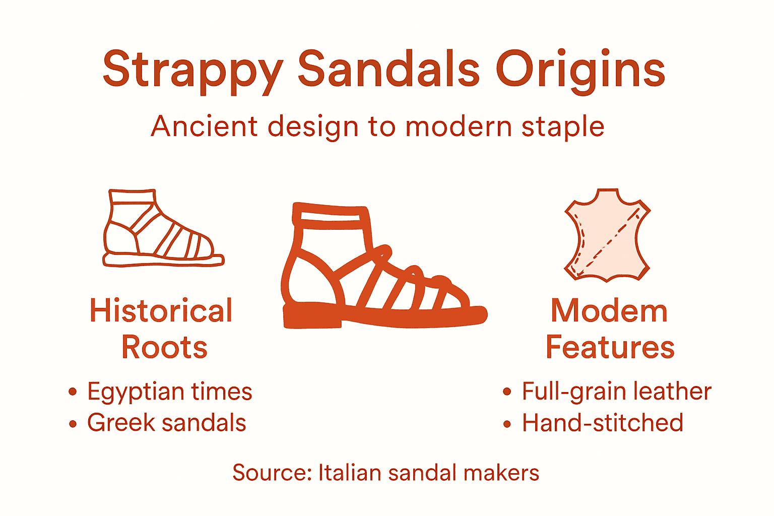 Infographic showing strappy sandal history and features