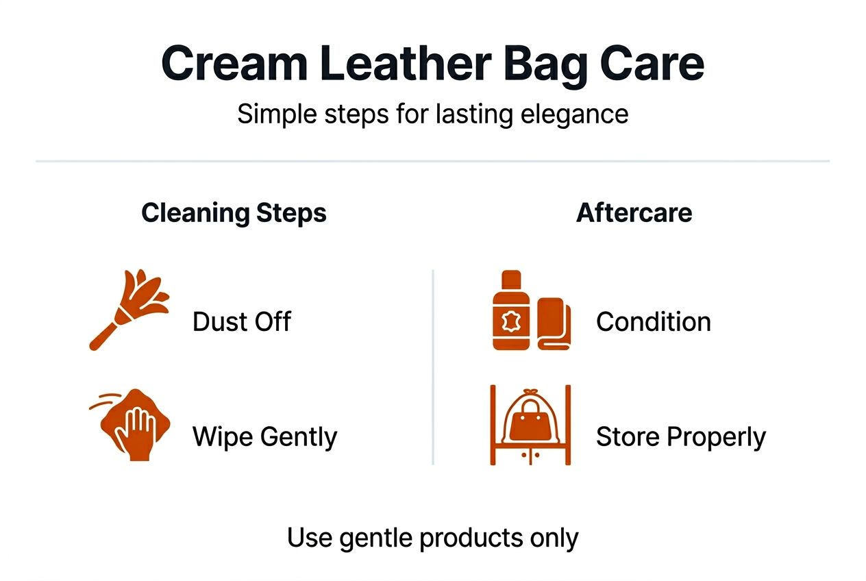 Infographic showing cream leather care steps