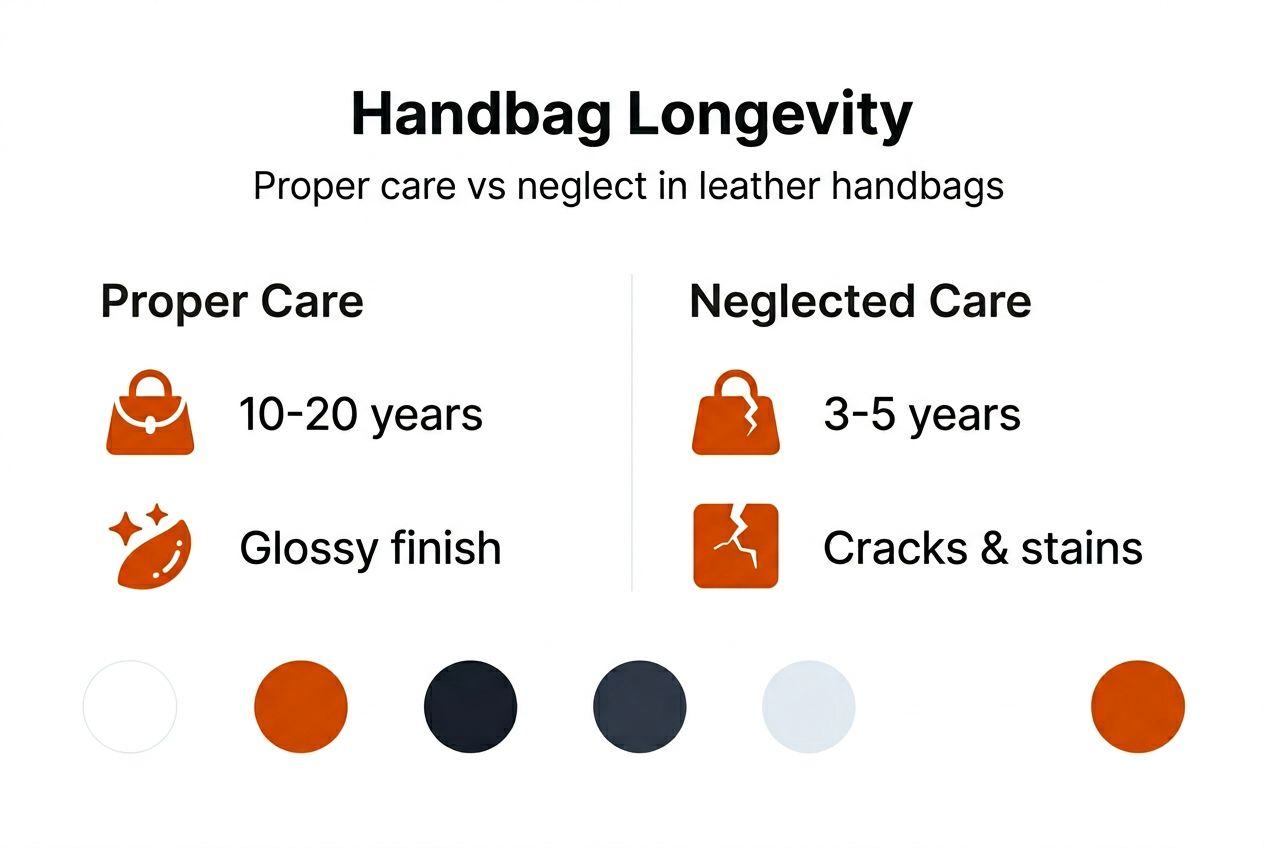 Infographic showing proper vs poor leather care results