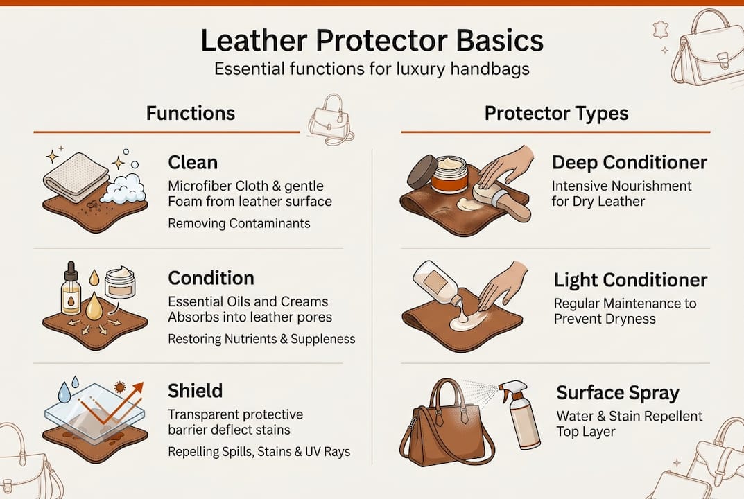 Infographic of leather protector types and functions