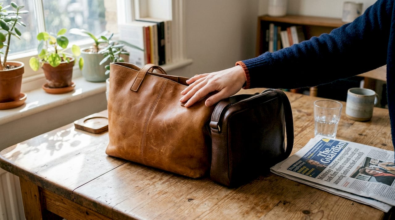 Comparing full-grain and top-grain leather bags