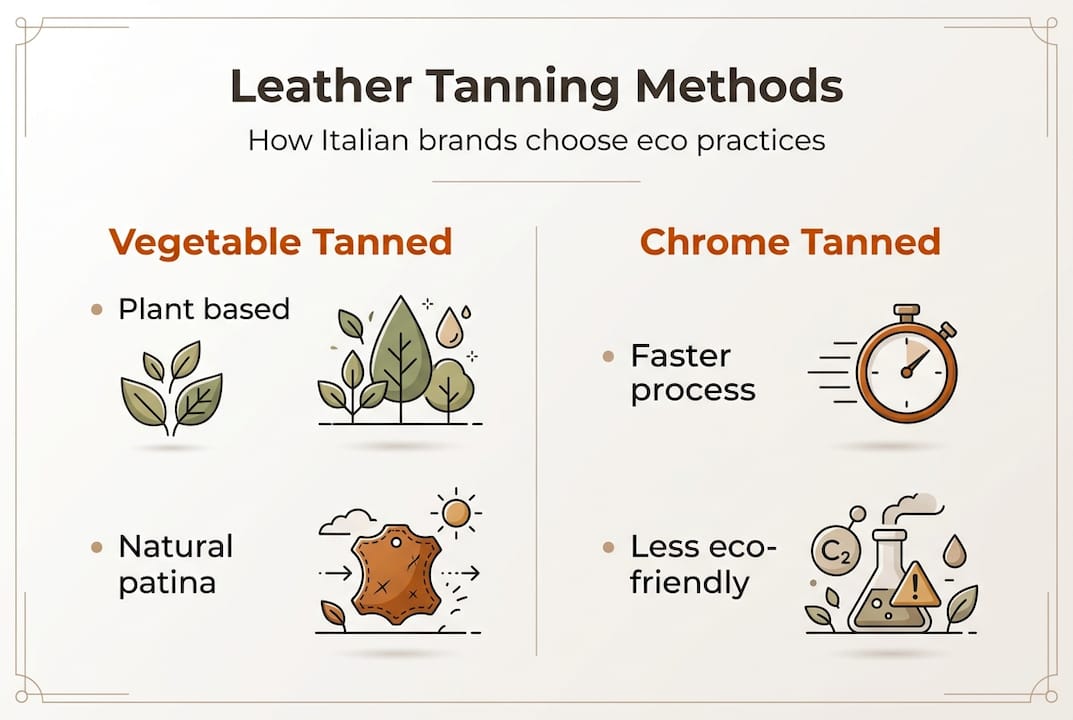 Infographic comparing vegetable and chrome tanning
