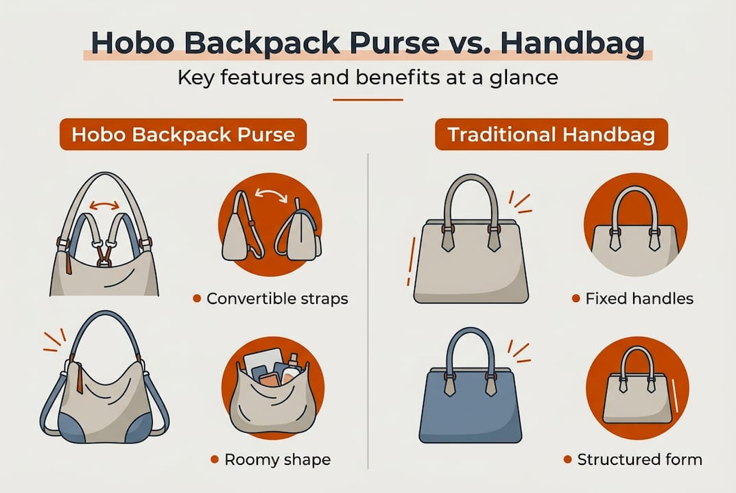 Infographie comparant les caractéristiques du sac à dos hobo